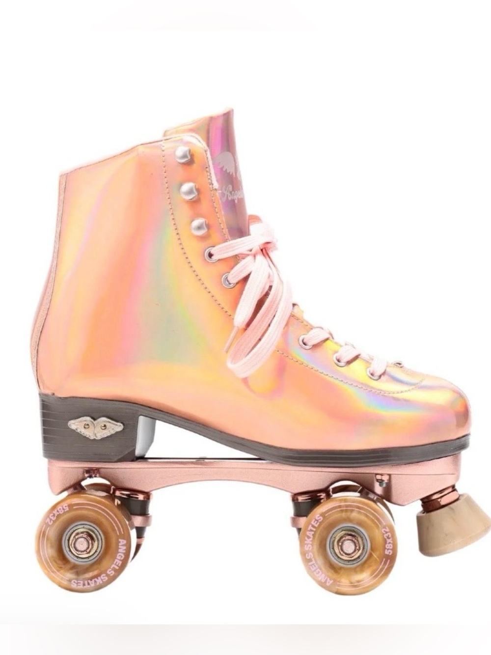 Angels Skates 2.0 Angel Dust Holographic Rose Gold Roller Skates Sz 9
